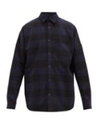 Matchesfashion.com Palm Angels - Logo Print Checked Cotton Blend Shirt - Mens - Blue