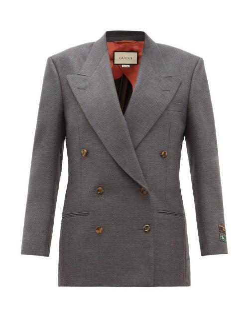 Matchesfashion.com Gucci - Oversized Double Breasted Wool Jacket - Womens - Grey