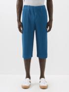 Homme Pliss Issey Miyake - Cropped Technical-pleated Trousers - Mens - Blue