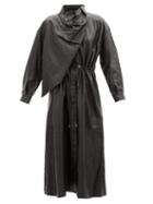 Matchesfashion.com Dodo Bar Or - Sitter Draped Leather Midi Dress - Womens - Black