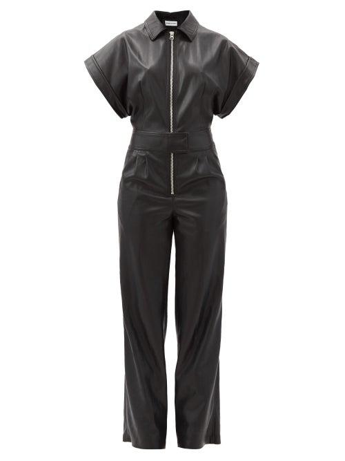 Matchesfashion.com Stand Studio - Waverly Zipped Faux-leather Jumpsuit - Womens - Black