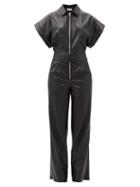 Matchesfashion.com Stand Studio - Waverly Zipped Faux-leather Jumpsuit - Womens - Black