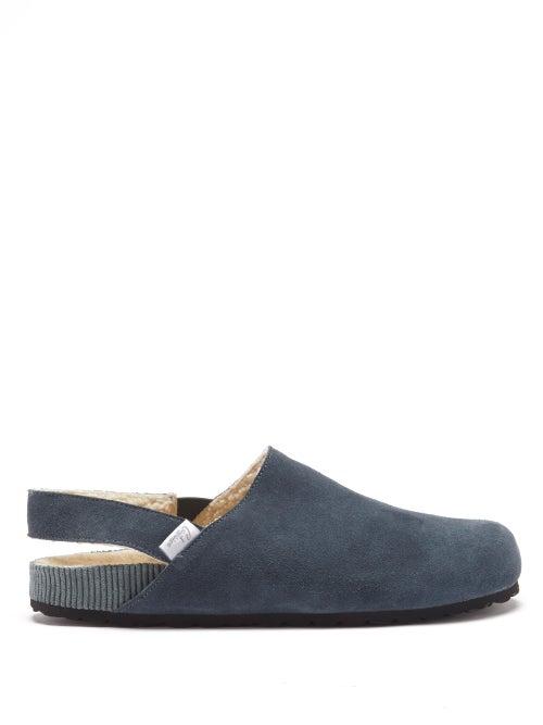Castaer - Zazza Suede And Shearling Slingback Sandals - Mens - Light Blue