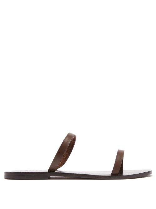 Matchesfashion.com A.emery - Quinn Double Strap Leather Slides - Womens - Dark Brown