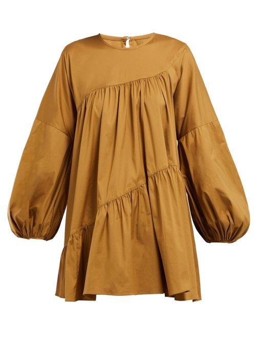 Matchesfashion.com Lee Mathews - Elsie Tiered Cotton Blend Top - Womens - Light Brown