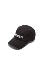 Vetements - Logo-embroidered Cotton-twill Cap - Mens - Black
