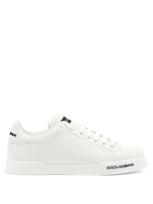 Matchesfashion.com Dolce & Gabbana - Logo-appliqu Leather Trainers - Mens - White