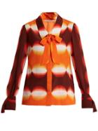 Matchesfashion.com Marco De Vincenzo - Graphic Print Pussy Bow Silk Blouse - Womens - Orange Print