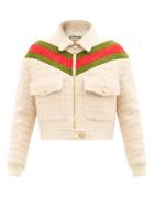 Gucci - Web-striped Wool-blend Boucl Bomber Jacket - Womens - Ivory