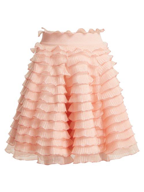 Matchesfashion.com Alexander Mcqueen - High Rise Ruffled Detailed Tiered Skirt - Womens - Light Pink