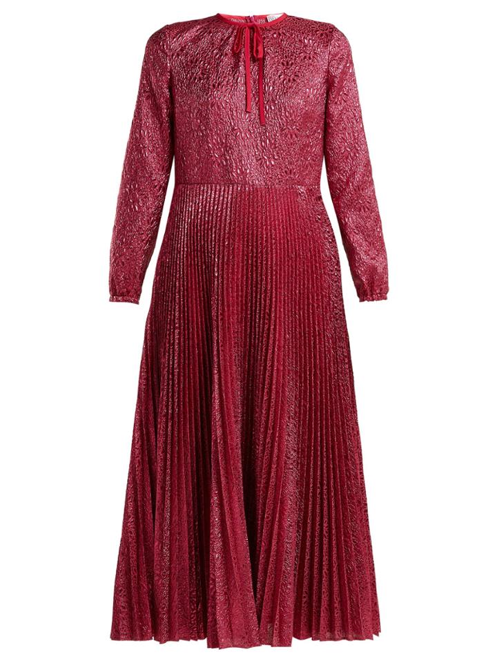 Redvalentino Floral-jacquard Metallic Midi Dress