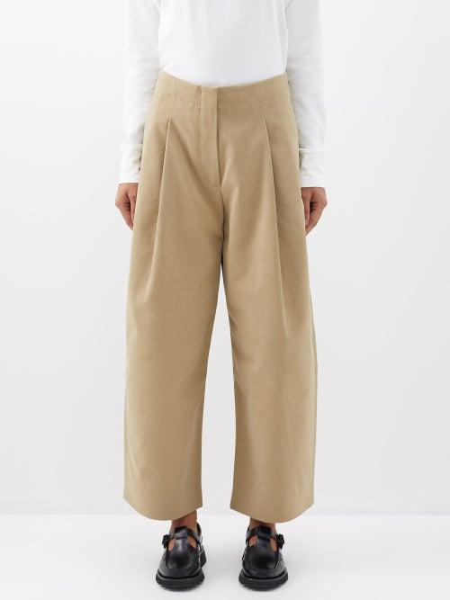 Studio Nicholson - Dordoni Pleated Cotton-twill Trousers - Womens - Tan
