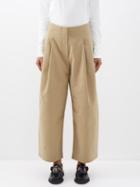 Studio Nicholson - Dordoni Pleated Cotton-twill Trousers - Womens - Tan