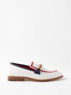 Casablanca - Envelope Bamboo-strap Leather Loafers - Mens - White Navy