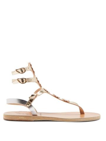 Matchesfashion.com Ancient Greek Sandals - X Fabrizio Viti Valentina Leather Sandals - Womens - Silver Gold