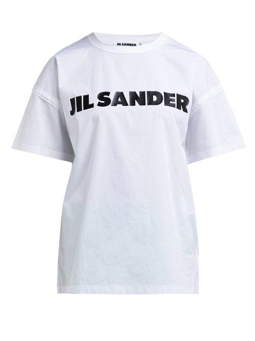 Matchesfashion.com Jil Sander - Logo Print Raw Edge Cotton T Shirt - Womens - White