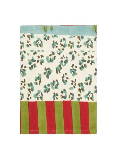 Lisa Corti - Leopard-stripe 240cm X 140cm Cotton Tablecloth - Womens - Cream Multi