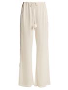 Figue Simone Straight-leg Embroidered Crepe Trousers