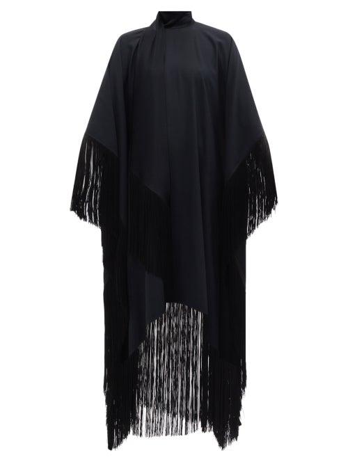 Ladies Rtw Taller Marmo - Mrs Ross High-neck Fringed Crepe Kaftan Dress - Womens - Black