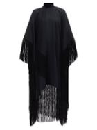 Ladies Rtw Taller Marmo - Mrs Ross High-neck Fringed Crepe Kaftan Dress - Womens - Black