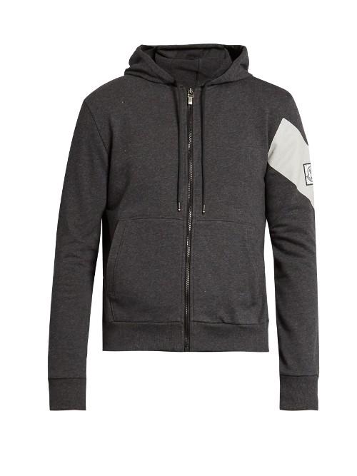 Moncler Gamme Bleu Striped Zip-through Cotton Sweatshirt