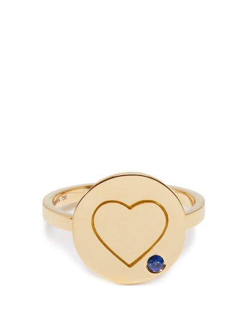 Matchesfashion.com Aurlie Bidermann Fine Jewellery - Heart Sapphire & Yellow Gold Ring - Womens - Yellow Gold