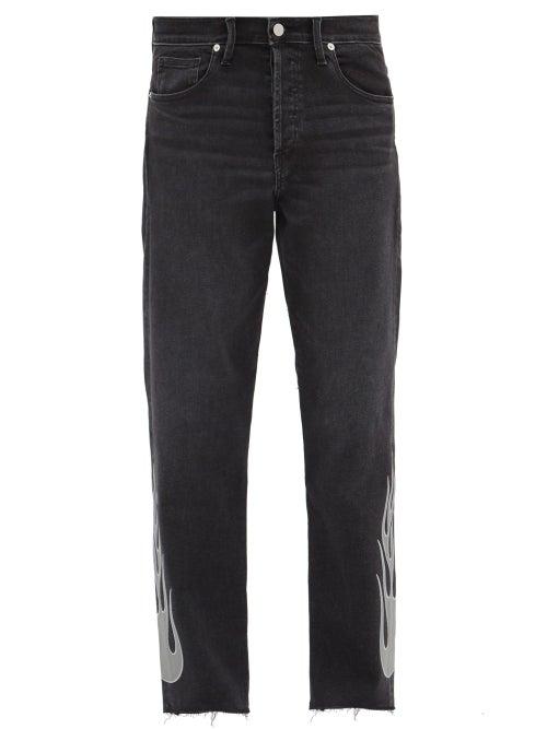Matchesfashion.com Lost Daze - Flame-appliqu Denim Jeans - Mens - Black