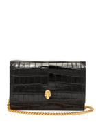 Matchesfashion.com Alexander Mcqueen - Mini Skull Croc-effect Leather Cross-body Bag - Womens - Black