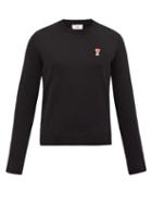 Matchesfashion.com Ami - Logo-appliqu Wool Sweater - Mens - Black