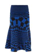 Stella Mccartney - Flared Geometric-intarsia Wool Midi Skirt - Womens - Blue