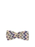 Matchesfashion.com Missoni - Zigzag Knotted Lam Knit Headband - Womens - Blue