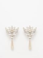 Gucci - Gg-logo Faux Pearl And Crystal Clip Earrings - Womens - Pearl