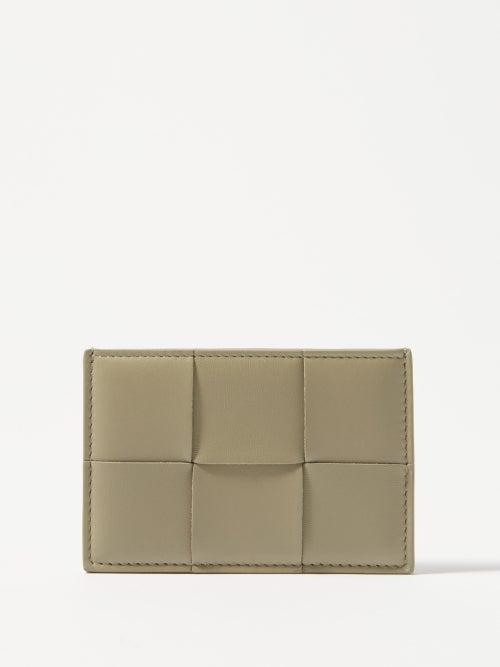 Bottega Veneta - Cassette Intrecciato-leather Cardholder - Womens - Khaki