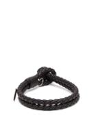 Matchesfashion.com Bottega Veneta - Double Wrap Leather Bracelet - Mens - Black