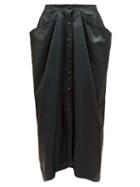 Matchesfashion.com Isabel Marant - Lyvia Buttoned Leather Midi Skirt - Womens - Dark Green