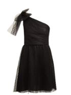 Matchesfashion.com Redvalentino - One Shoulder Point D'esprit Mini Dress - Womens - Black