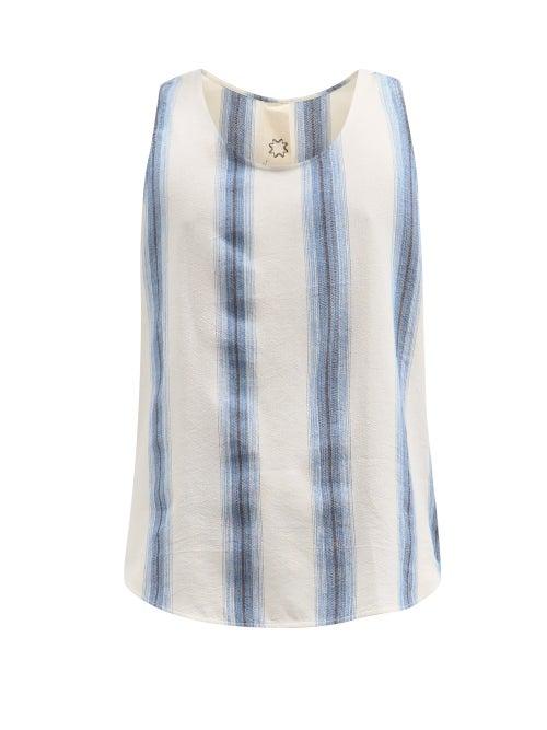 Mens Rtw Marrakshi Life - Striped Cotton-blend Tank Top - Mens - Blue Multi
