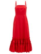 Matchesfashion.com Molly Goddard - Como Frilled Cotton-scuba Midi Dress - Womens - Red