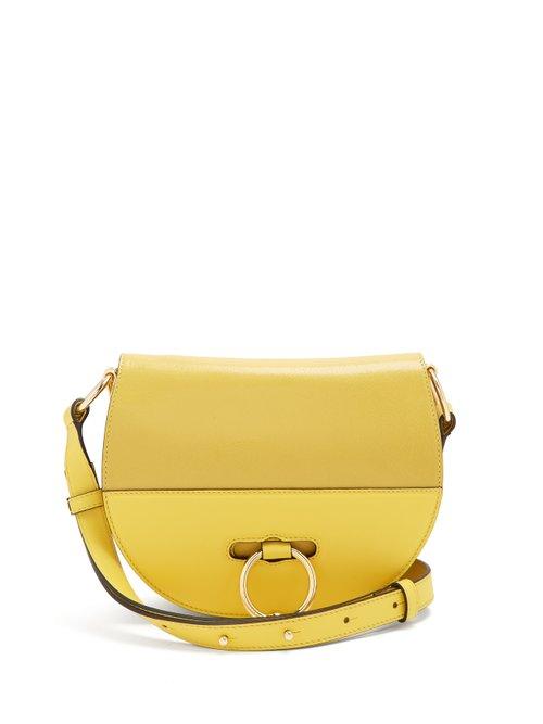 Matchesfashion.com Jw Anderson - Latch Halfmoon Leather Cross Body Bag - Womens - Yellow