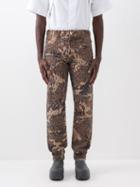 Givenchy - Frayed Camouflage-effect Slim-leg Jeans - Mens - Brown Beige