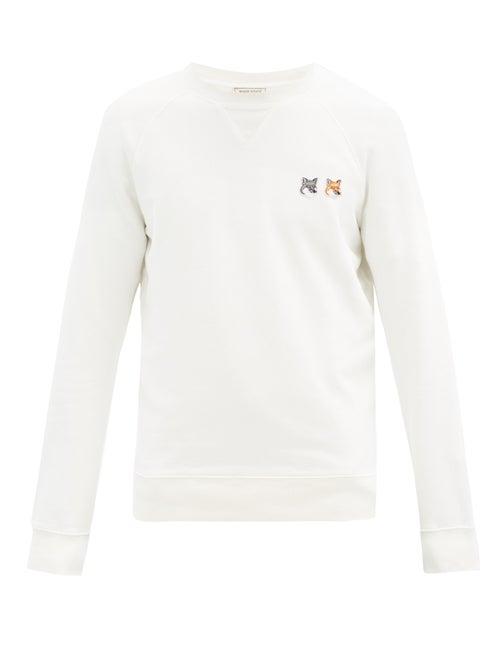 Matchesfashion.com Maison Kitsun - Double Fox Head-patch Cotton Sweatshirt - Mens - Cream