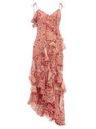 Matchesfashion.com Raquel Diniz - Stella Floral-print Silk-georgette Dress - Womens - Red White