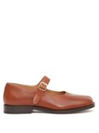 Maison Margiela - Tabi Split-toe Leather Mary Jane Flats - Womens - Brown