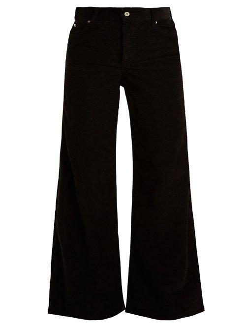 Matchesfashion.com Eve Denim - Charlotte High Rise Wide Leg Corduroy Trousers - Womens - Black