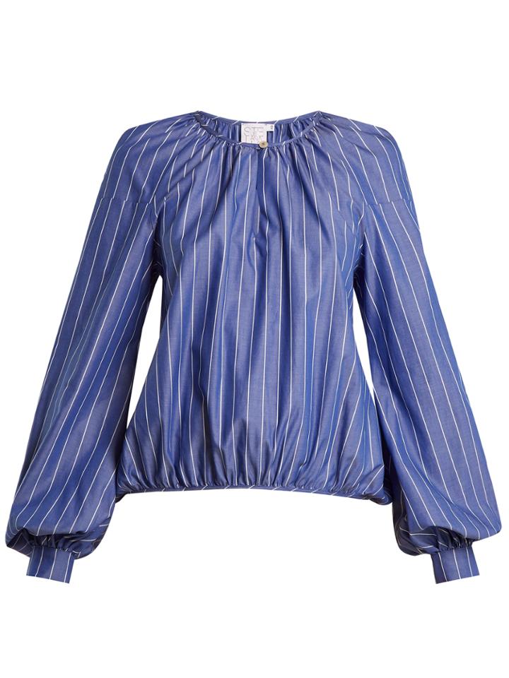 Stella Jean Round-neck Striped Cotton Blouse
