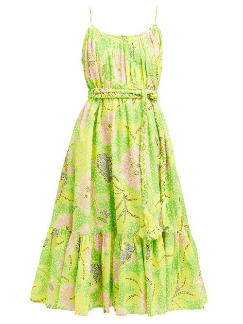 Matchesfashion.com Rhode Resort - Lea Botanical Print Cotton Dress - Womens - Green Print
