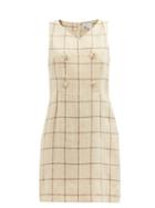 Ladies Beachwear Lisa Marie Fernandez - Windowpane-check Linen-blend Dress - Womens - Beige