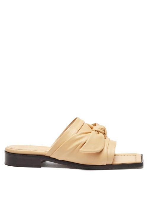 Matchesfashion.com Wandler - Bow-strap Leather Slides - Womens - Beige