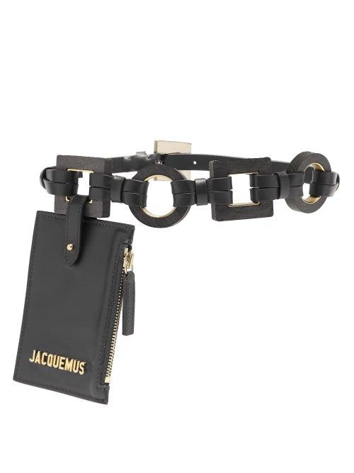 Matchesfashion.com Jacquemus - Ceinture Wood And Leather Purse Belt - Womens - Black