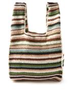 Alanui - Beach Break Striped Cotton-crochet Tote Bag - Womens - Green Stripe